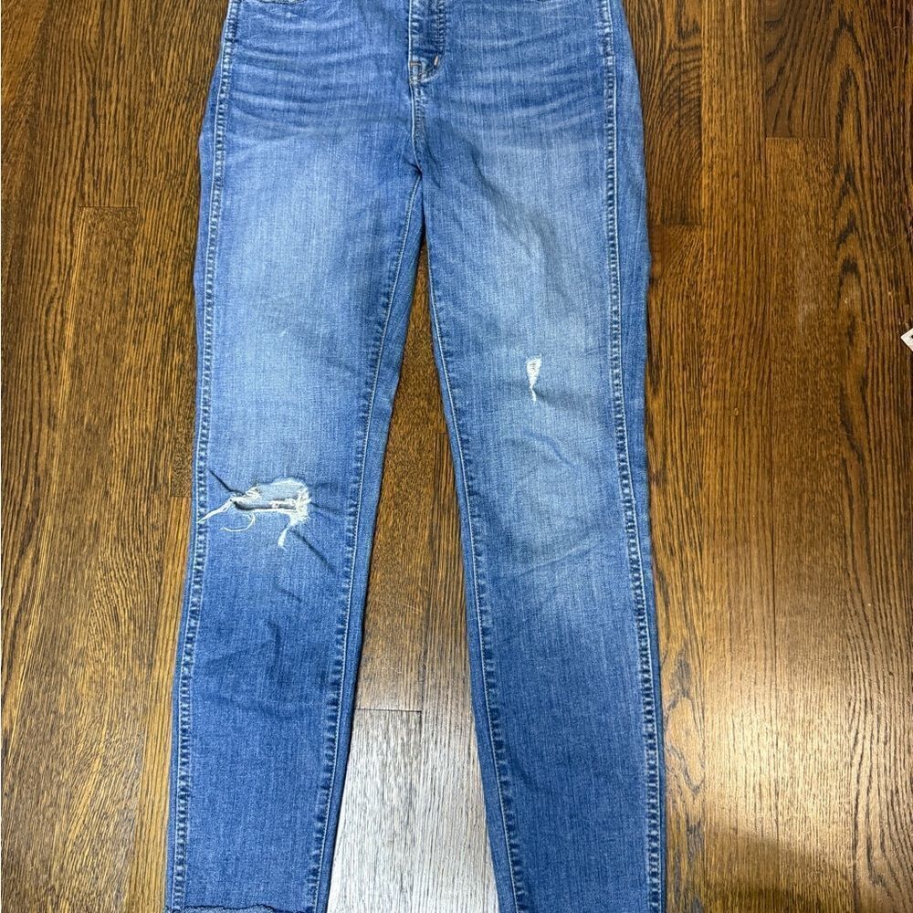 Madewell Curvy High-Rise Skinny Blue Distressed Women's Jeans Size 26